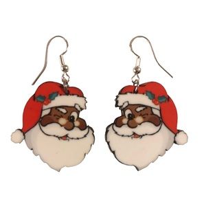 Handmade Black Santa Claus Earrings